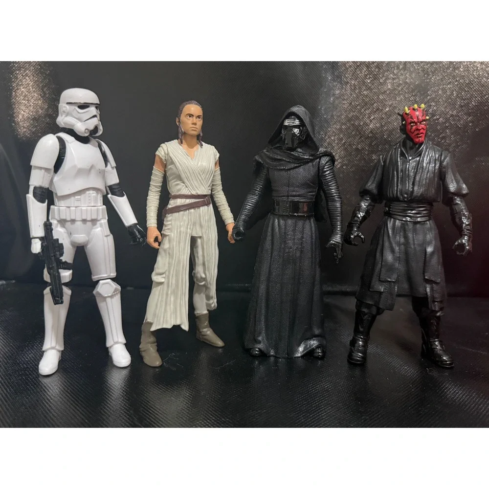 Star Wars Action Figures Lot: Stormtrooper, Rey, Kylo Ren, Darth Maul Collection